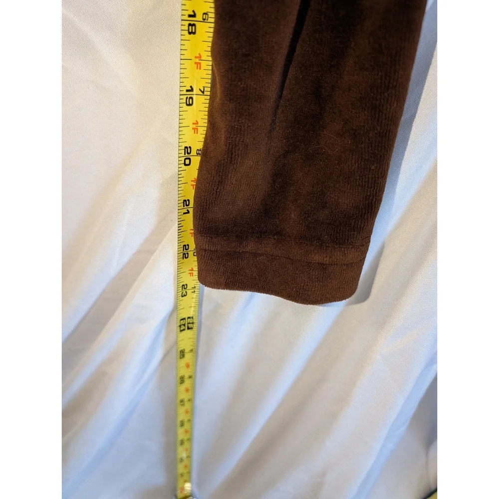 VTG Velour Velvet Brown 70s 1/4 Zip long sleeve Talon Disco Mens M vintage JMX